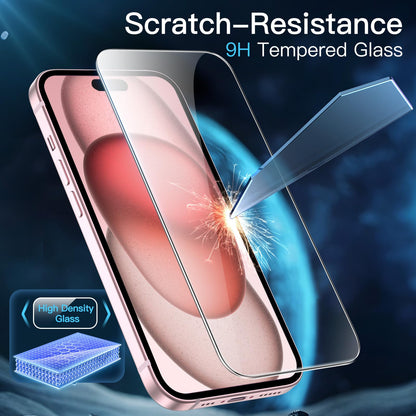 JETech Screen Protector for iPhone 15 6.1-Inch, Bubble Free, Tempered Glass Film with Easy Installation Tool, Case-Friendly, HD Clear, 2-Pack