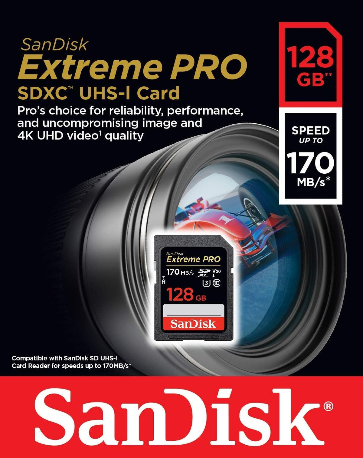 [Older Version] SanDisk 128GB Extreme PRO SDXC UHS-I Card - C10, U3, V30, 4K UHD, SD Card - SDSDXXY-128G-GN4IN