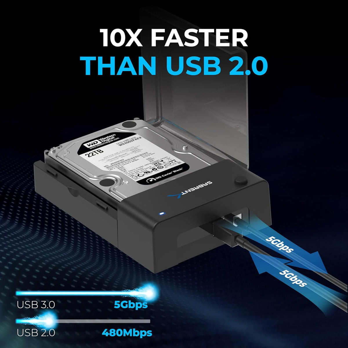 SABRENT USB 3.0 to SATA Hard Drive Docking Station, 2.5/3.5in (EC-DFLT)