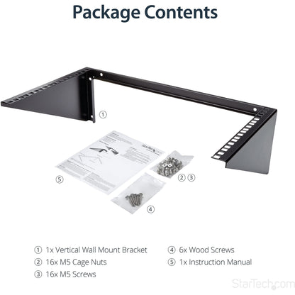 StarTech.com 2U Vertical Wall Mount Patch Panel Bracket - Steel Rack Mount Bracket w/Hardware for 19" Network, Server and Data Equipment , TAA (RK219WALLV)