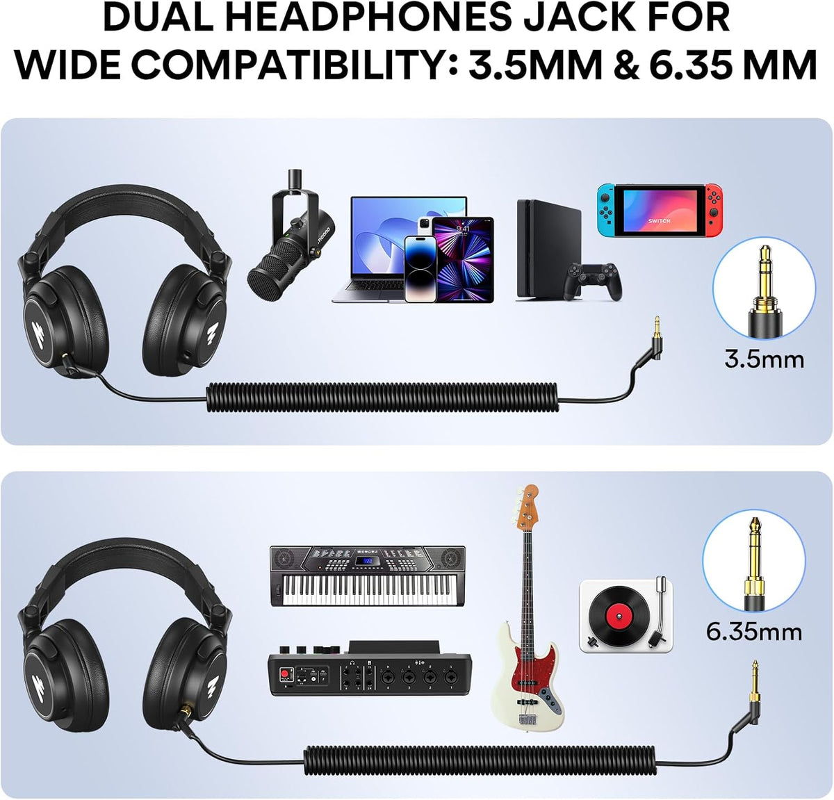MAONO AU-PM421 USB Microphone with AU-MH601 Studio Monitor Headphones Bundle Plug and Play for Podcast, YouTube, Music…