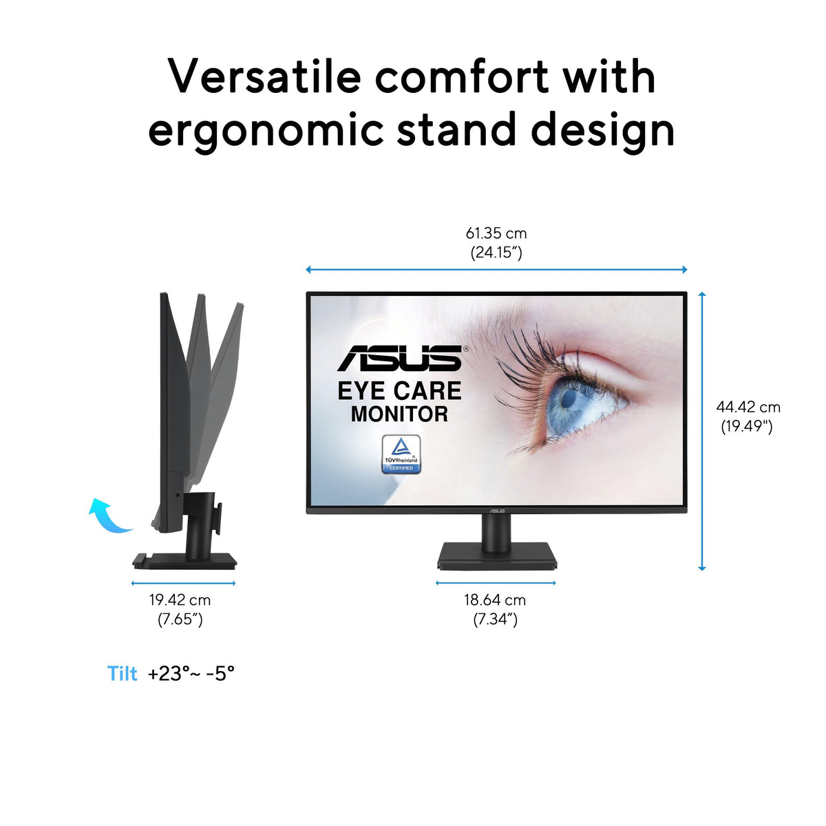 ASUS 27 Inch Desktop Monitor - Full HD (1920 x 1080), IPS, 75Hz, Adaptive-Sync, HDMI, D-Sub, Frameless - VA27EHE