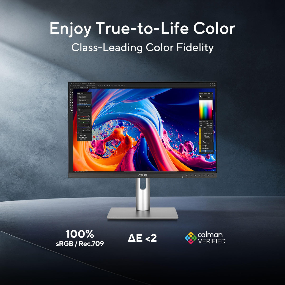 ASUS ProArt Display PA278QV 27” WQHD (2560 x 1440) Monitor, 100% sRGB/Rec. 709 ΔE < 2, IPS, DisplayPort HDMI DVI-D Mini DP, Calman Verified, Eye Care, Anti-Glare, Tilt Pivot Swivel Height Adjustable