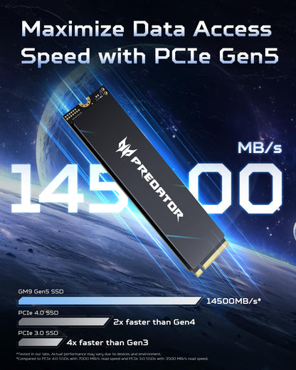Acer Predator GM7 2TB SSD: M.2 2280 PCIe Gen 4 x4 NVMe 2.0, Read Speed Up to 7400 MB/s, Internal PC Solid State Drive for Laptop, Desktop and PS5 - BL.9BWWR.119