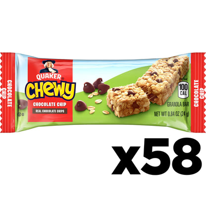 Quaker Chewy Granola Bars, Chewy & Dipps Variety Pack, (58 Bars), Whole Grains, No Artificial Flavors, No Added Colors