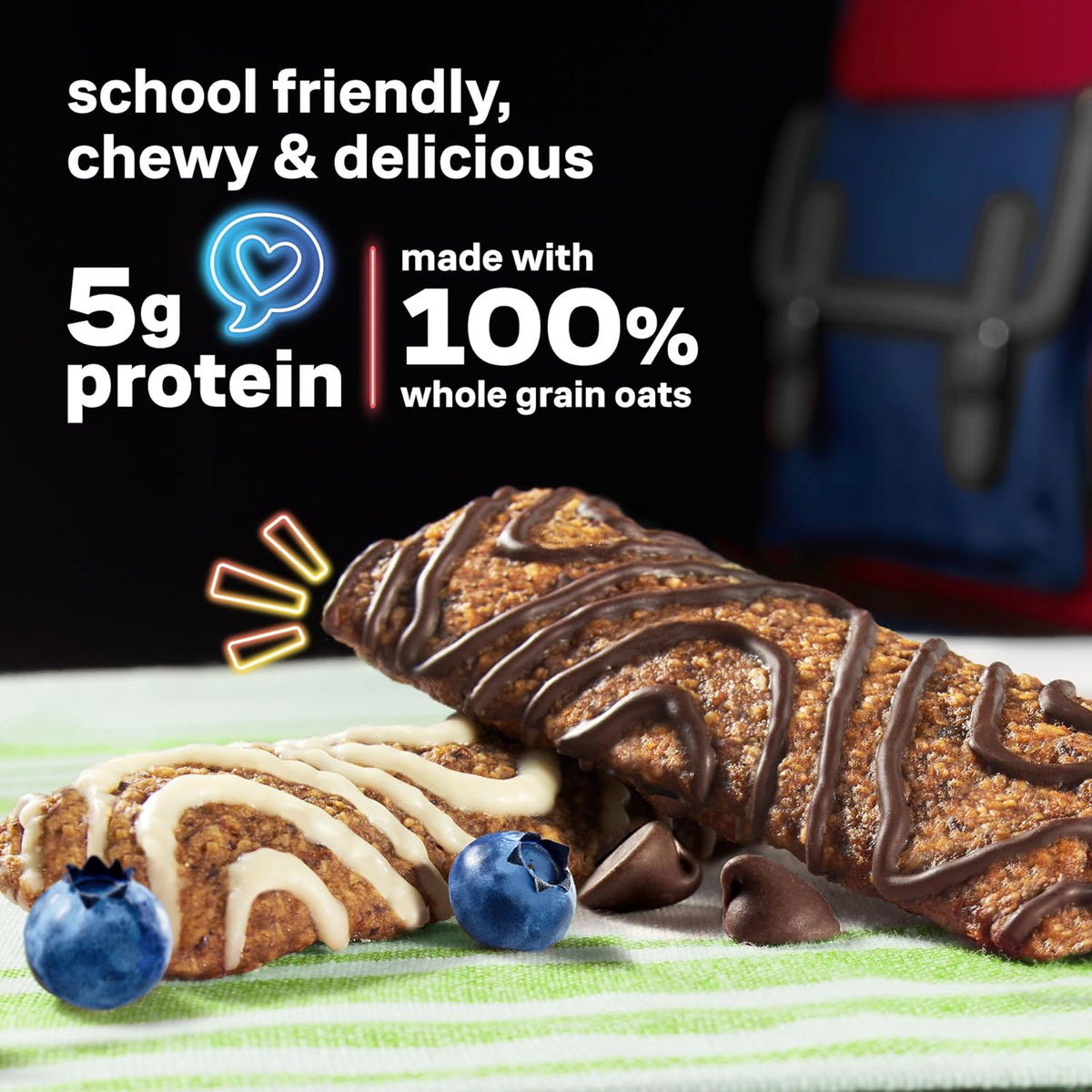 KIND Kids Granola Bars Variety Pack, Gluten Free, Low Sodium, Peanut and Tree Nut Free Snacks, Chocolate Chip, Blueberry Muffin, 5g Protein, 15 Count