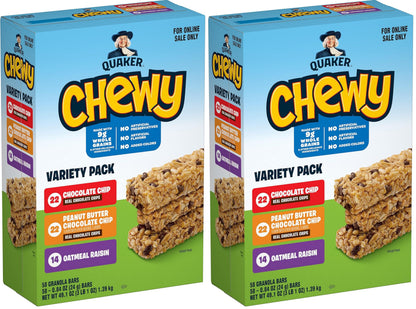 Quaker Chewy Granola Bars, Chewy & Dipps Variety Pack, (58 Bars), Whole Grains, No Artificial Flavors, No Added Colors