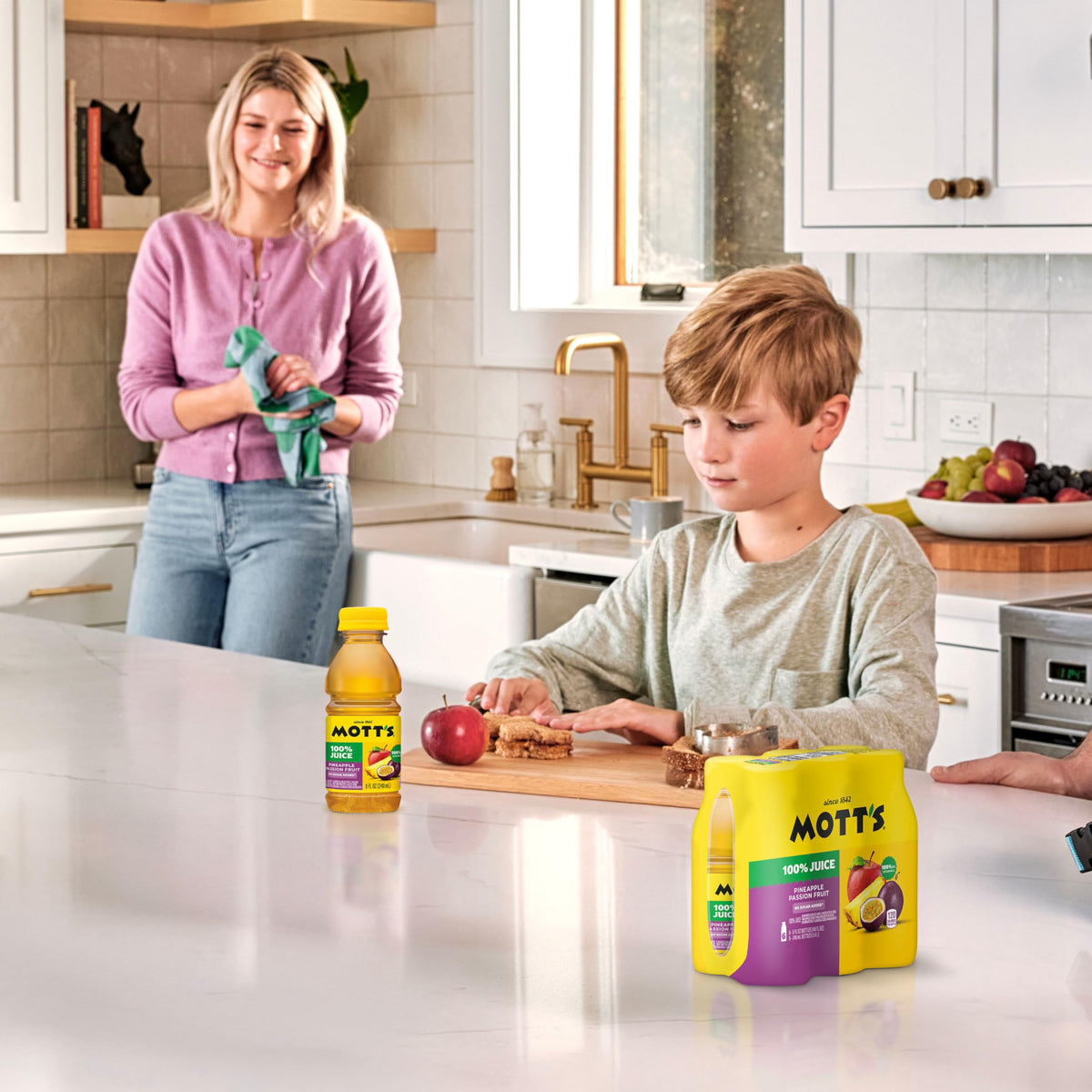 Mott's 100% Original Apple Juice, 8 Fl Oz Bottles, 24 Count (4 Packs Of 6), 2 Servings Of Fruit, 100% Fruit Juice, Gluten-free, Caffeine-free, Kosher, Contains No Artificial Colors Or Sweeteners
