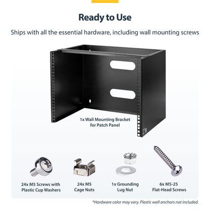 StarTech.com 6U Wall Mount Network Rack - 14 Inch Deep (Low Profile) - 19" Patch Panel Bracket for Shallow Server and IT Equipment, Network Switches - 44lbs/20kg Weight Capacity, Black (WALLMOUNT6)