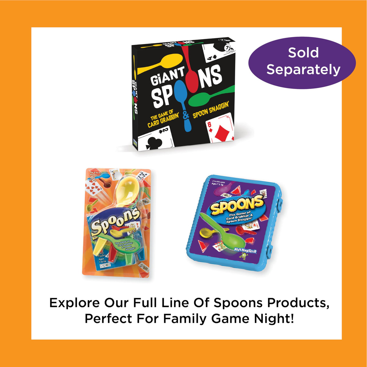 PlayMonster Spoons in a Case, Card Games for Kids - Spoons Game, Fun Family Games for Kids and Adults, Game Night, Travel Games, 3-6 Players, Ages 7+
