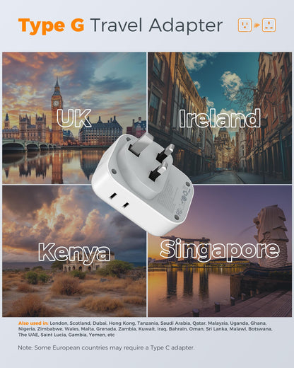 2 Pack European Plug Adapter USB C, TESSAN US to Europe Adapter 4 Outlets 3 USB Charger, Type C International Power Adaptor to Italy Spain France Portugal Iceland Germany, Europe Travel Essentials