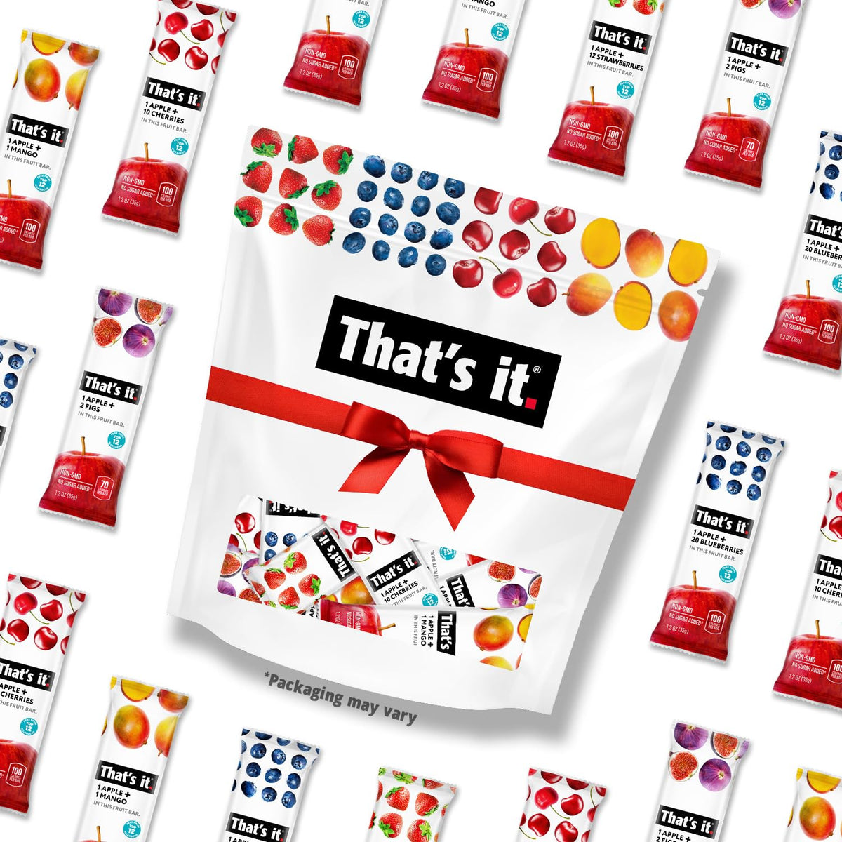 That’s it. Fruit Bars Variety Pack (20 Pack) | 100% Natural Fruit Snacks, Gluten-Free, Vegan & Low Carb | Healthy Snack Bars – Strawberry, Mango, Blueberry, Cherry & Fig
