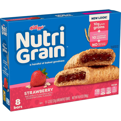 Nutri-Grain Soft Baked Breakfast Bars, Made with Whole Grains, Kids Snacks, Strawberry (6 Boxes, 48 Count)