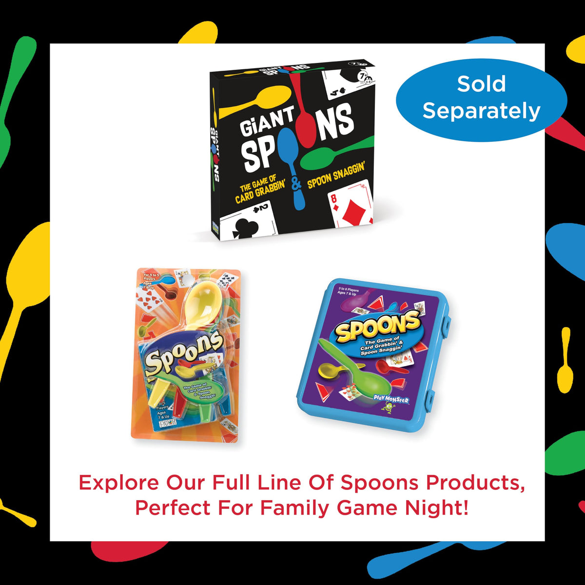 PlayMonster Spoons in a Case, Card Games for Kids - Spoons Game, Fun Family Games for Kids and Adults, Game Night, Travel Games, 3-6 Players, Ages 7+