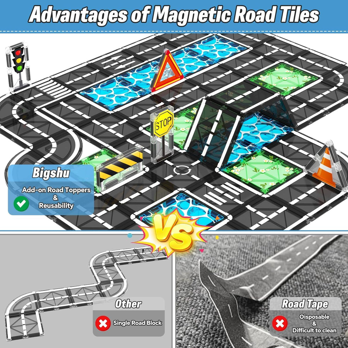 Magnetic Tiles Toddler Building Blocks Toys, Magnet Montessori Kids Toys for 3+ Year Old Boys and Girls, Preschool Learning Sensory STEM Education Gift Games, Birthday Gifts Idea for Kids Toddlers.