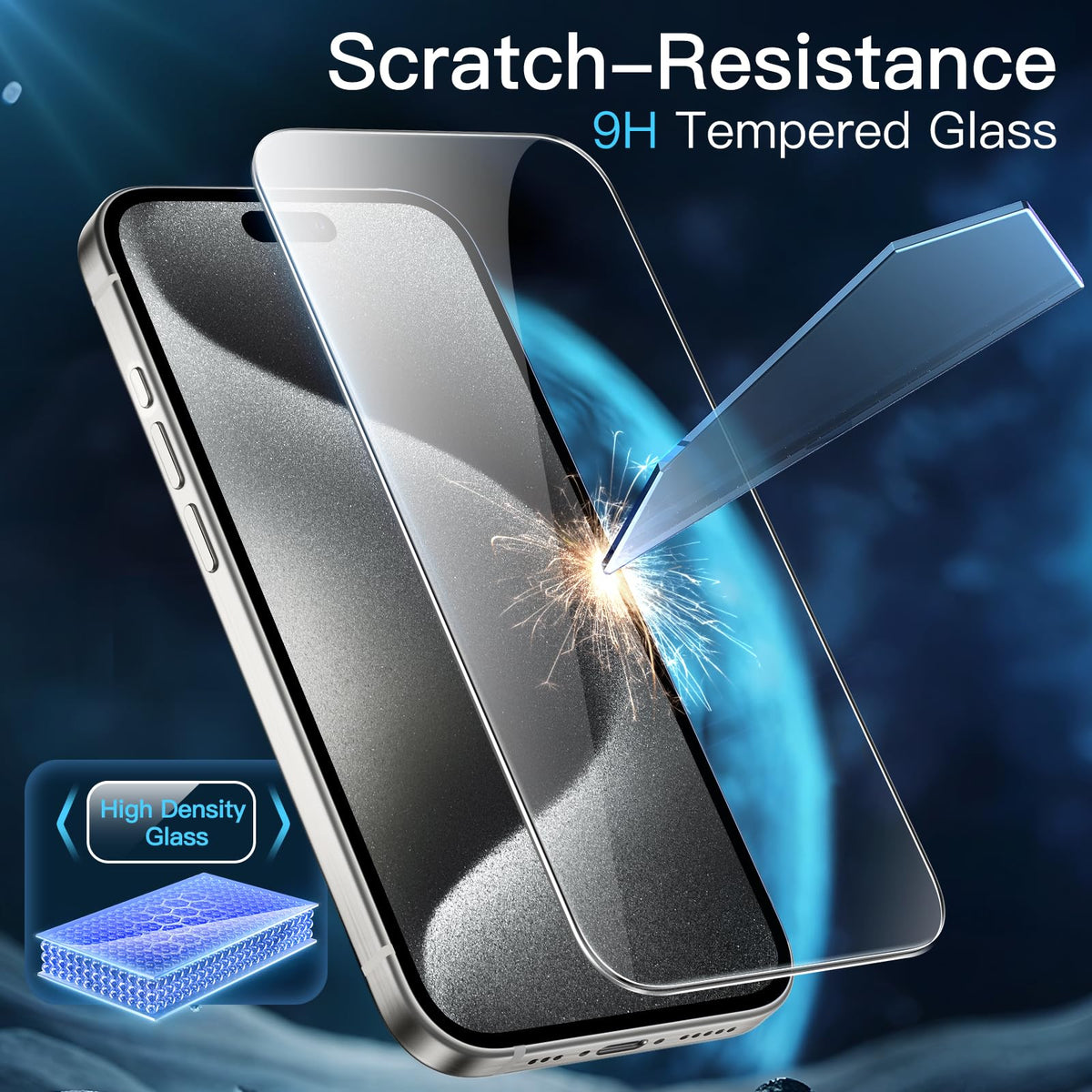 JETech Screen Protector for iPhone 15 6.1-Inch, Bubble Free, Tempered Glass Film with Easy Installation Tool, Case-Friendly, HD Clear, 2-Pack