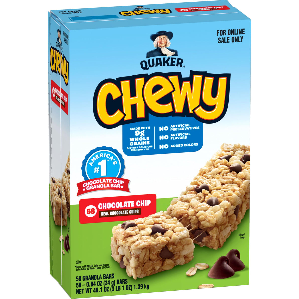Quaker Chewy Granola Bars, Chewy & Dipps Variety Pack, (58 Bars), Whole Grains, No Artificial Flavors, No Added Colors