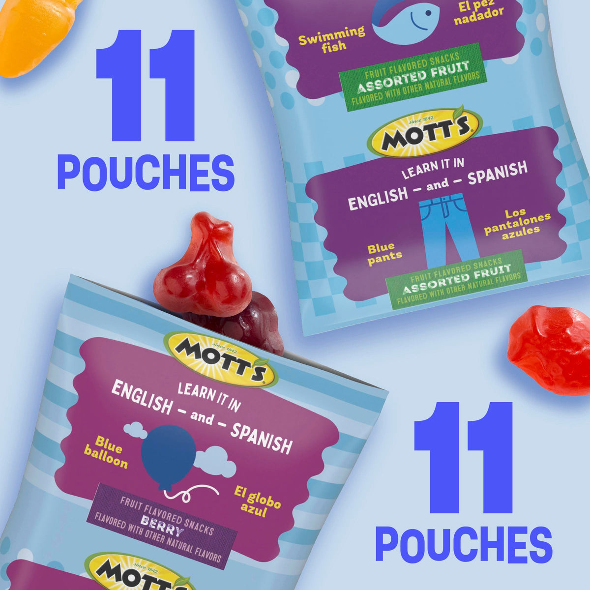 Mott's Fruit Flavored Snacks, Berry and Assorted Fruit, Gluten Free Snack, Value Pack, 22 Ct, 17.6 oz