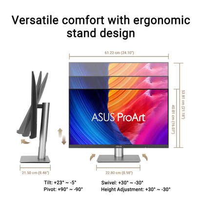 ASUS ProArt Display PA278QV 27” WQHD (2560 x 1440) Monitor, 100% sRGB/Rec. 709 ΔE < 2, IPS, DisplayPort HDMI DVI-D Mini DP, Calman Verified, Eye Care, Anti-Glare, Tilt Pivot Swivel Height Adjustable