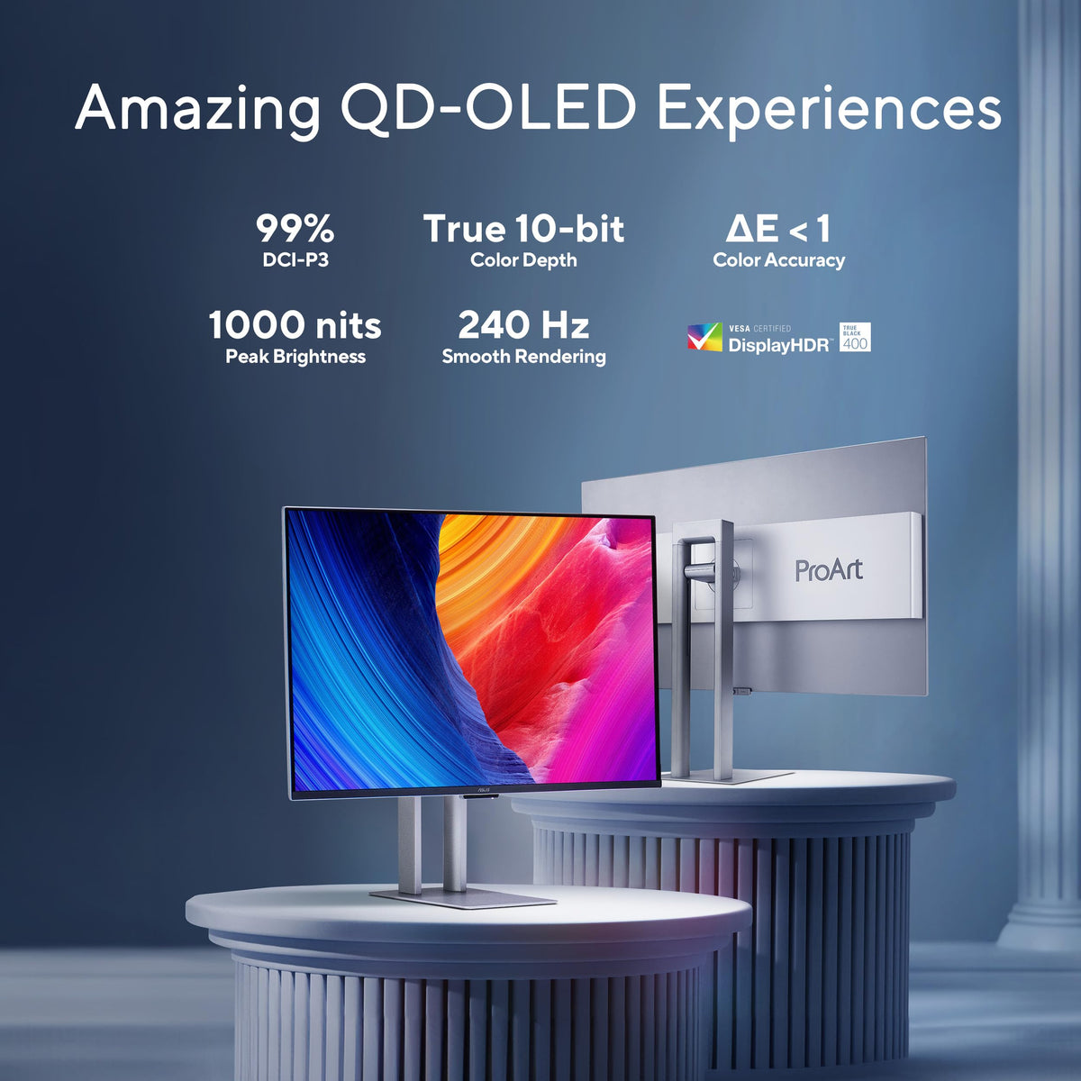 ASUS ProArt Display PA278QV 27” WQHD (2560 x 1440) Monitor, 100% sRGB/Rec. 709 ΔE < 2, IPS, DisplayPort HDMI DVI-D Mini DP, Calman Verified, Eye Care, Anti-Glare, Tilt Pivot Swivel Height Adjustable