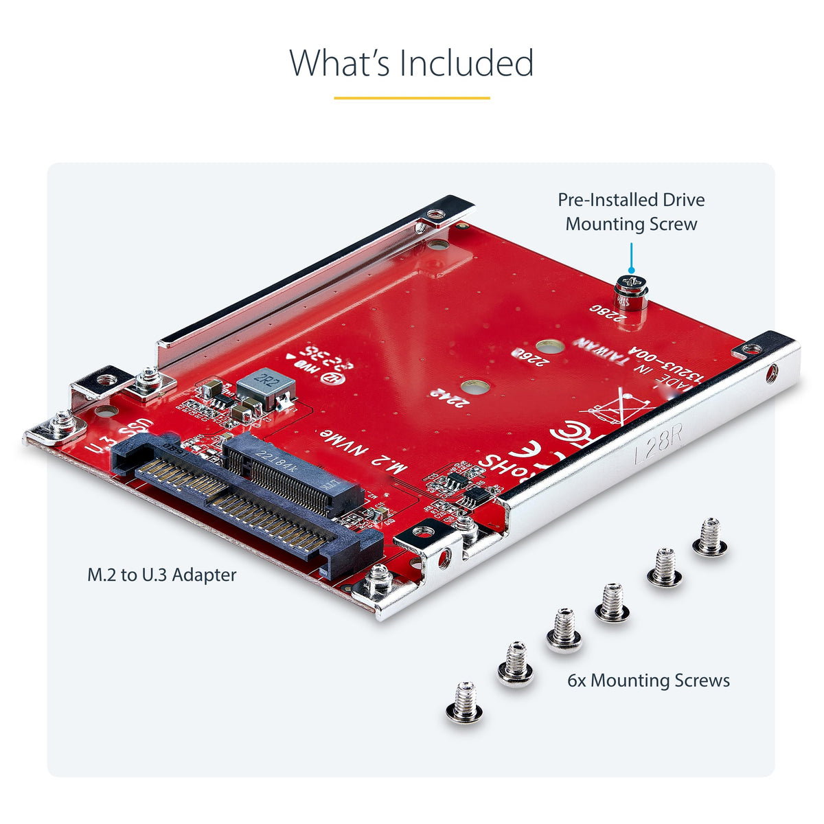 StarTech.com M.2. PCI-e NVMe to U.2 (SFF-8639) Adapter - Not Compatible with SATA Drives or SAS Controllers - For M.2 PCIe NVMe SSDs - PCIe M.2 Drive to U.2 Host Adapter - M2 SSD Converter, TAA