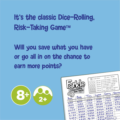 Farkle Classic Dice Games – Kids, Family Games, Travel Game, Adult Games, Board Game, Dice Cup, Dice Set, Farkle Score Sheets Included, Ages 8+