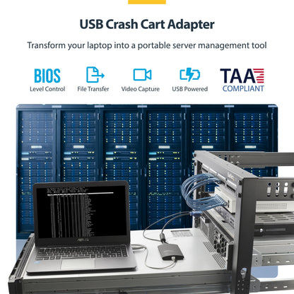 StarTech.com Portable Laptop Crash Cart Adapter, USB/VGA Analogue KVM Console, File Transfer & Video Capture, Windows/Linux/MacOS, TAA