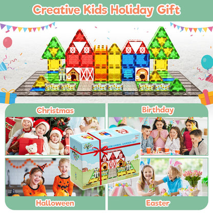 Magnetic Tiles Toddler Building Blocks Toys, Magnet Montessori Kids Toys for 3+ Year Old Boys and Girls, Preschool Learning Sensory STEM Education Gift Games, Birthday Gifts Idea for Kids Toddlers.