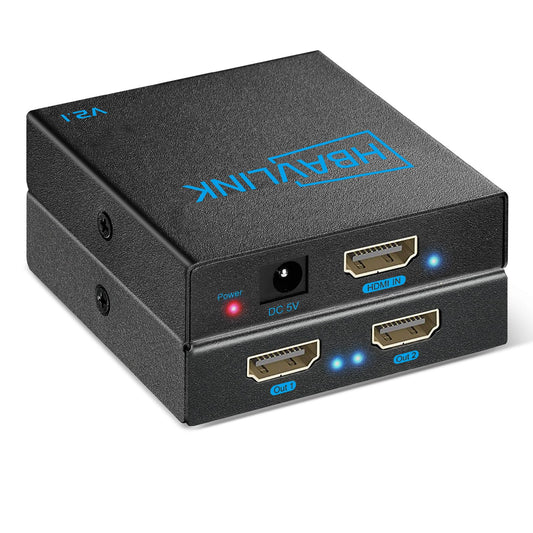 HDMI Splitter 1 in 2 Out 60Hz - HDCP Bypass 2.3, HDR, Dolby/DTS 5.1/7.1 - Compatible with Firestick 4k Max, PS3/PS5 & Elgato HD60s/x/Pro, Apple TV 4K, Retrotink, Roku Stick, NOT for Phone