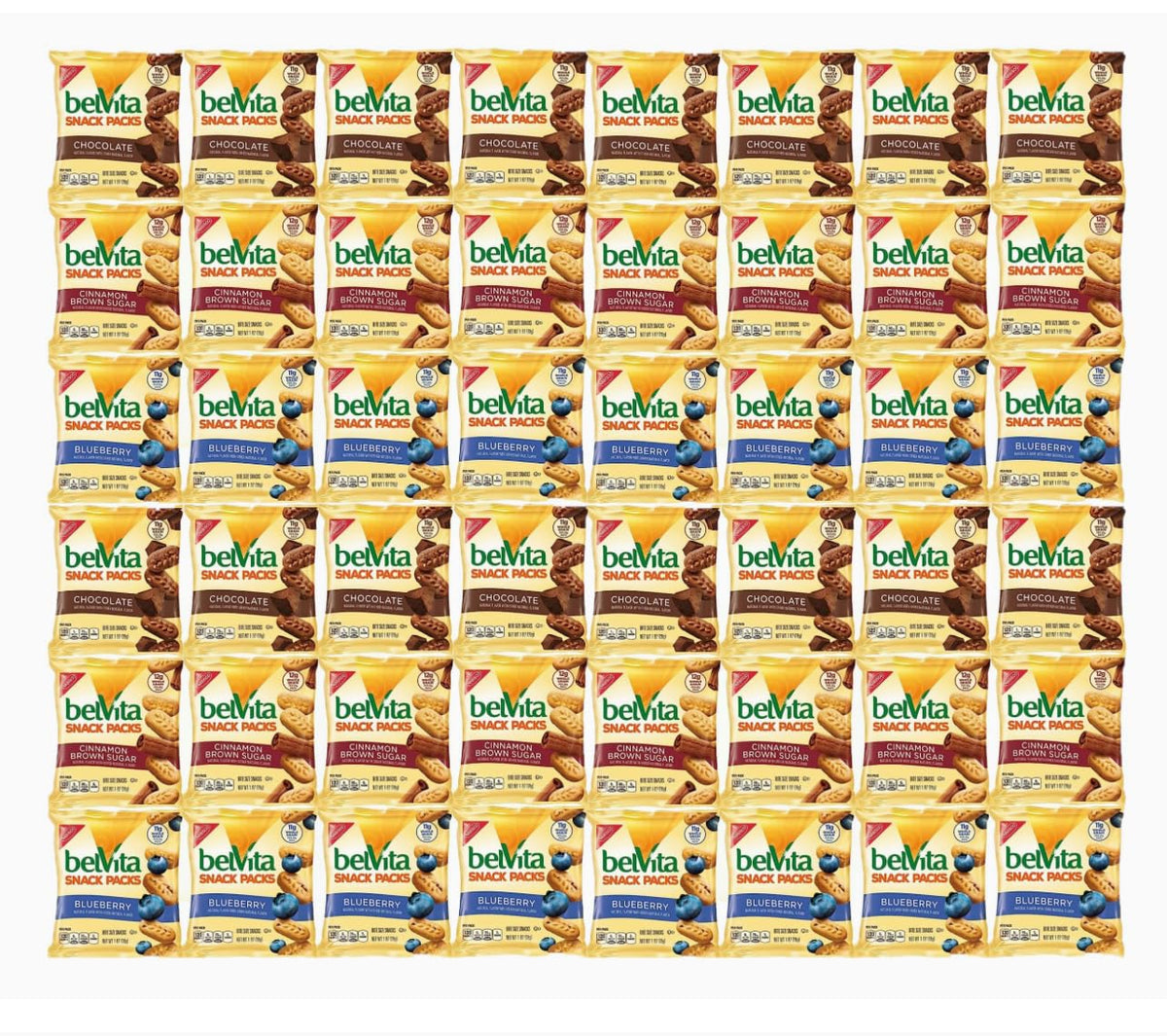 BelVita Breakfast Biscuits Variety Packs | 3 Natural Flavors - 12 Chocolate belVita Snack Packs, 12 Cinnamon Brown Snack Packs, and 12 Blueberry Snack Packs | Sameday Shippers Offers Free SameDay Shippers Branded Bag Clip