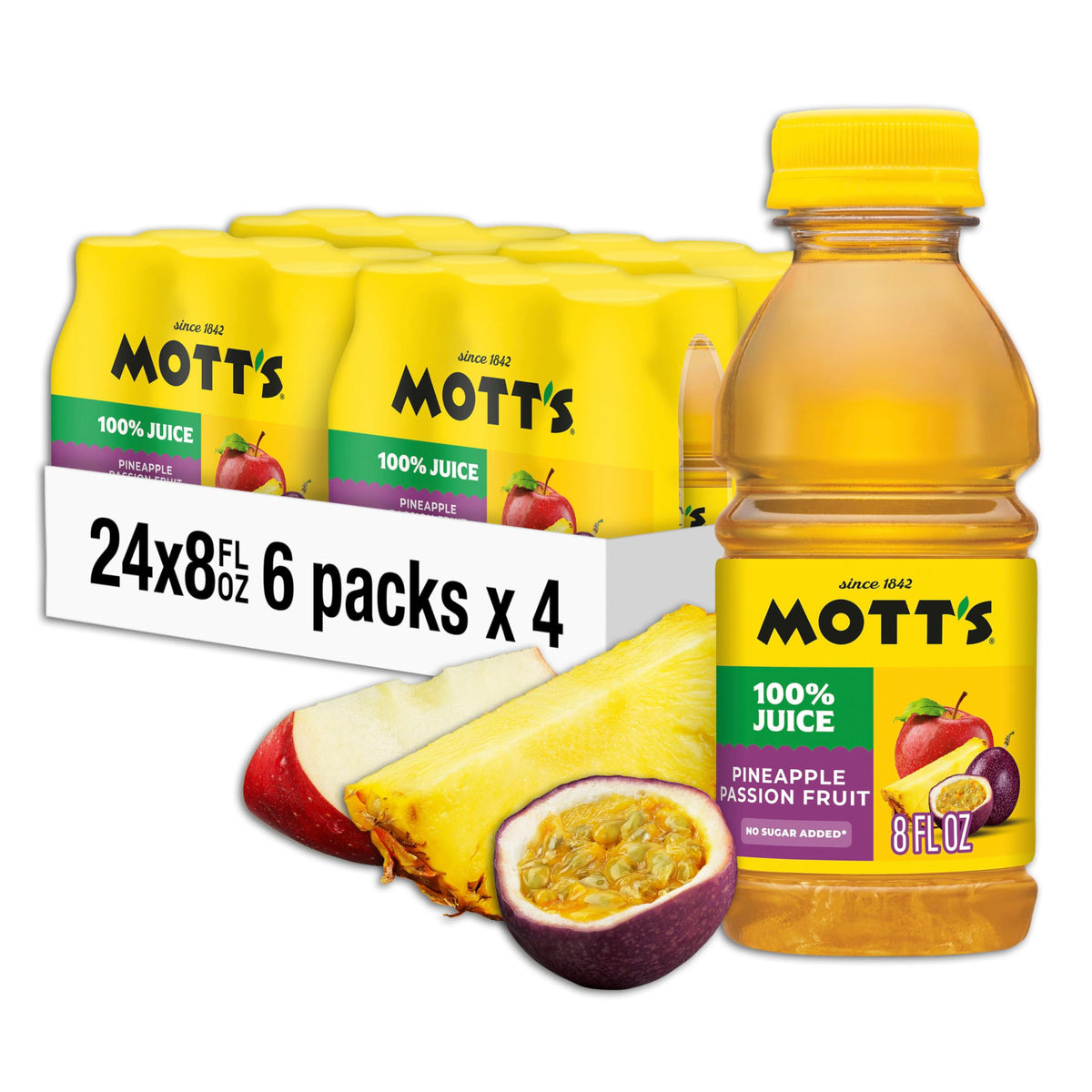 Mott's 100% Original Apple Juice, 8 Fl Oz Bottles, 24 Count (4 Packs Of 6), 2 Servings Of Fruit, 100% Fruit Juice, Gluten-free, Caffeine-free, Kosher, Contains No Artificial Colors Or Sweeteners