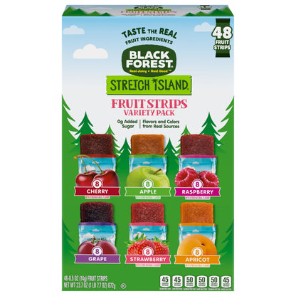 Black Forest, Stretch Island, Fruit Strips, Cherry, Apple, Raspberry, Grape, Strawberry, and Apricot, Zero Grams Added Sugar Non-GMO, 48 ct