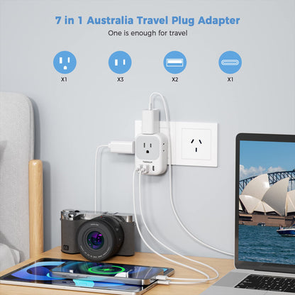 2 Pack European Plug Adapter USB C, TESSAN US to Europe Adapter 4 Outlets 3 USB Charger, Type C International Power Adaptor to Italy Spain France Portugal Iceland Germany, Europe Travel Essentials