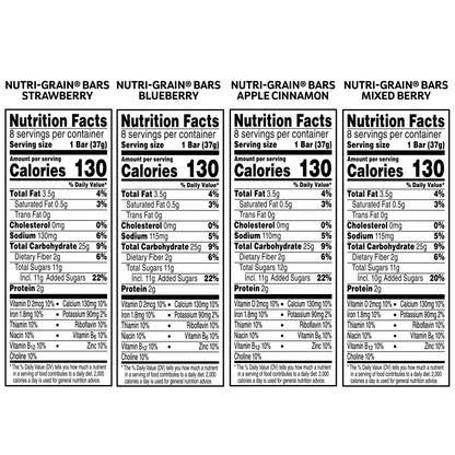 Nutri-Grain Soft Baked Breakfast Bars, Kids Snacks, Whole Grain, Variety Pack (4 Boxes, 32 Bars)