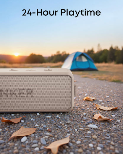 Anker Soundcore 2 Portable Bluetooth Speaker with Stereo Sound, Bluetooth 5, Bassup, IPX7 Waterproof, 24-Hour Playtime, Wireless, Speaker for Home, Outdoors, Travel