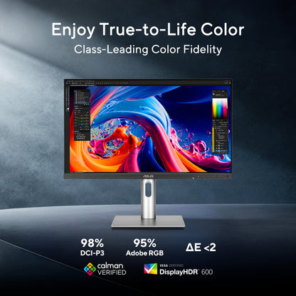 ASUS ProArt Display PA278QV 27” WQHD (2560 x 1440) Monitor, 100% sRGB/Rec. 709 ΔE < 2, IPS, DisplayPort HDMI DVI-D Mini DP, Calman Verified, Eye Care, Anti-Glare, Tilt Pivot Swivel Height Adjustable