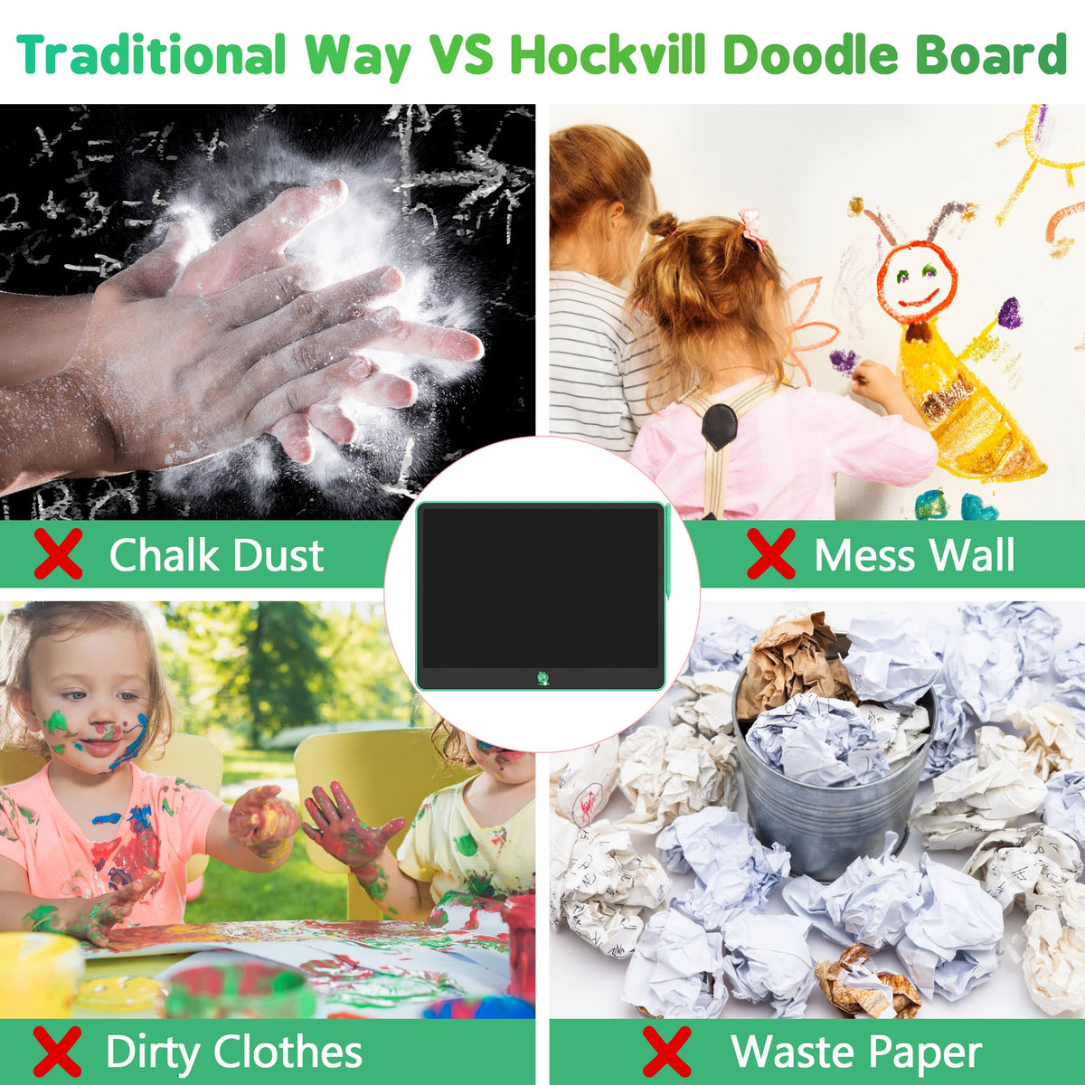 Hockvill LCD Writing Tablet for Kids 8.8 Inch, Toys for Girls Boys Drawing Pad for 3 4 5 6 7 Year Old Kids Toys, Children Christmas Birthday Gift for Kids Toddler Doodle Board Travel Essentials