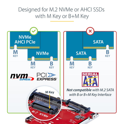 StarTech.com M.2. PCI-e NVMe to U.2 (SFF-8639) Adapter - Not Compatible with SATA Drives or SAS Controllers - For M.2 PCIe NVMe SSDs - PCIe M.2 Drive to U.2 Host Adapter - M2 SSD Converter, TAA