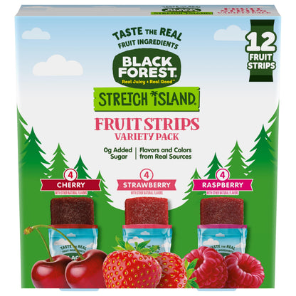 Black Forest, Stretch Island, Fruit Strips, Cherry, Apple, Raspberry, Grape, Strawberry, and Apricot, Zero Grams Added Sugar Non-GMO, 48 ct