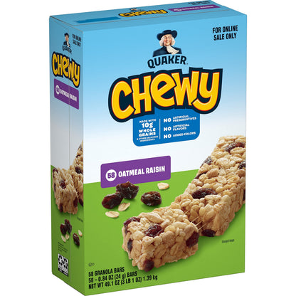 Quaker Chewy Granola Bars, Chewy & Dipps Variety Pack, (58 Bars), Whole Grains, No Artificial Flavors, No Added Colors