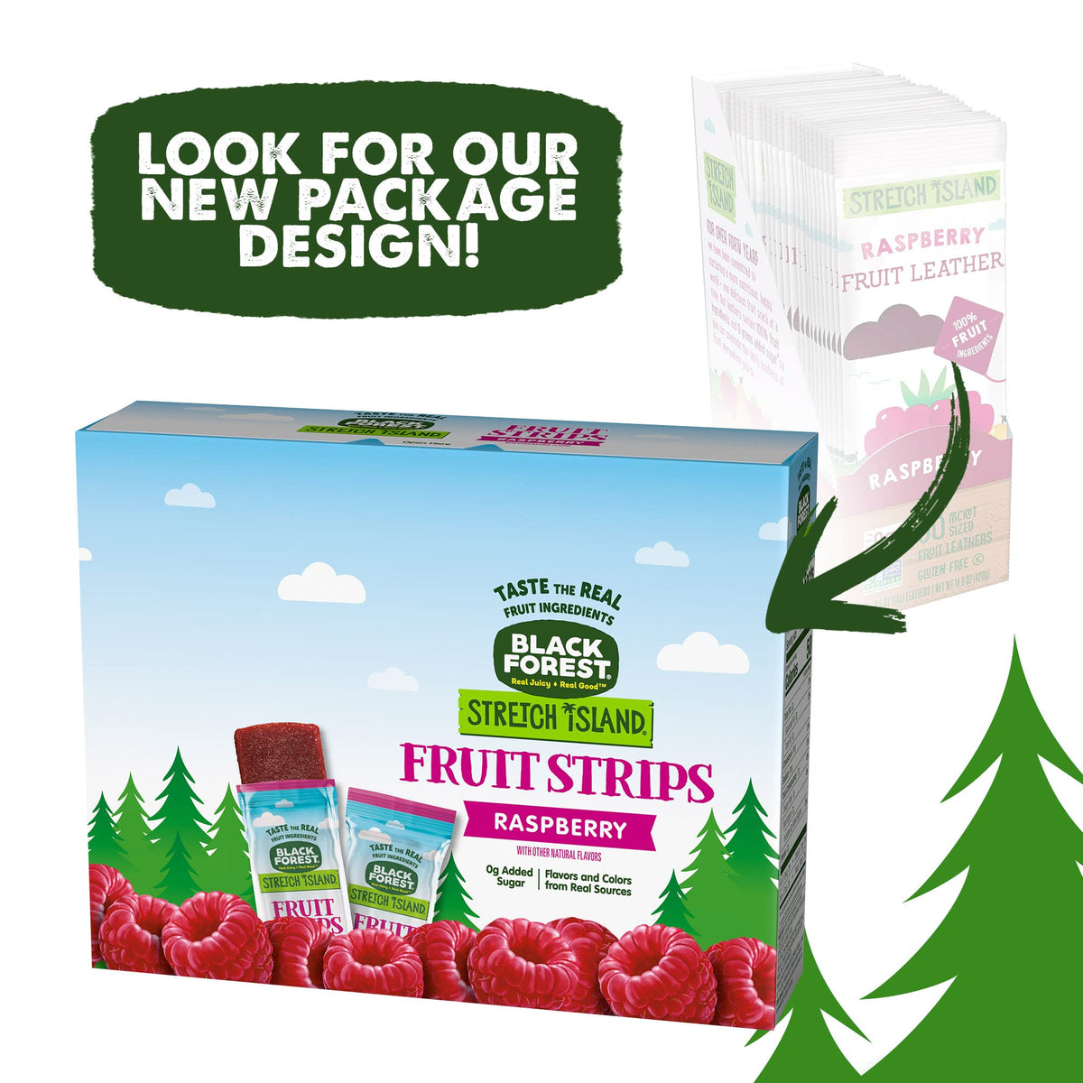 Black Forest, Stretch Island, Fruit Strips, Cherry, Apple, Raspberry, Grape, Strawberry, and Apricot, Zero Grams Added Sugar Non-GMO, 48 ct