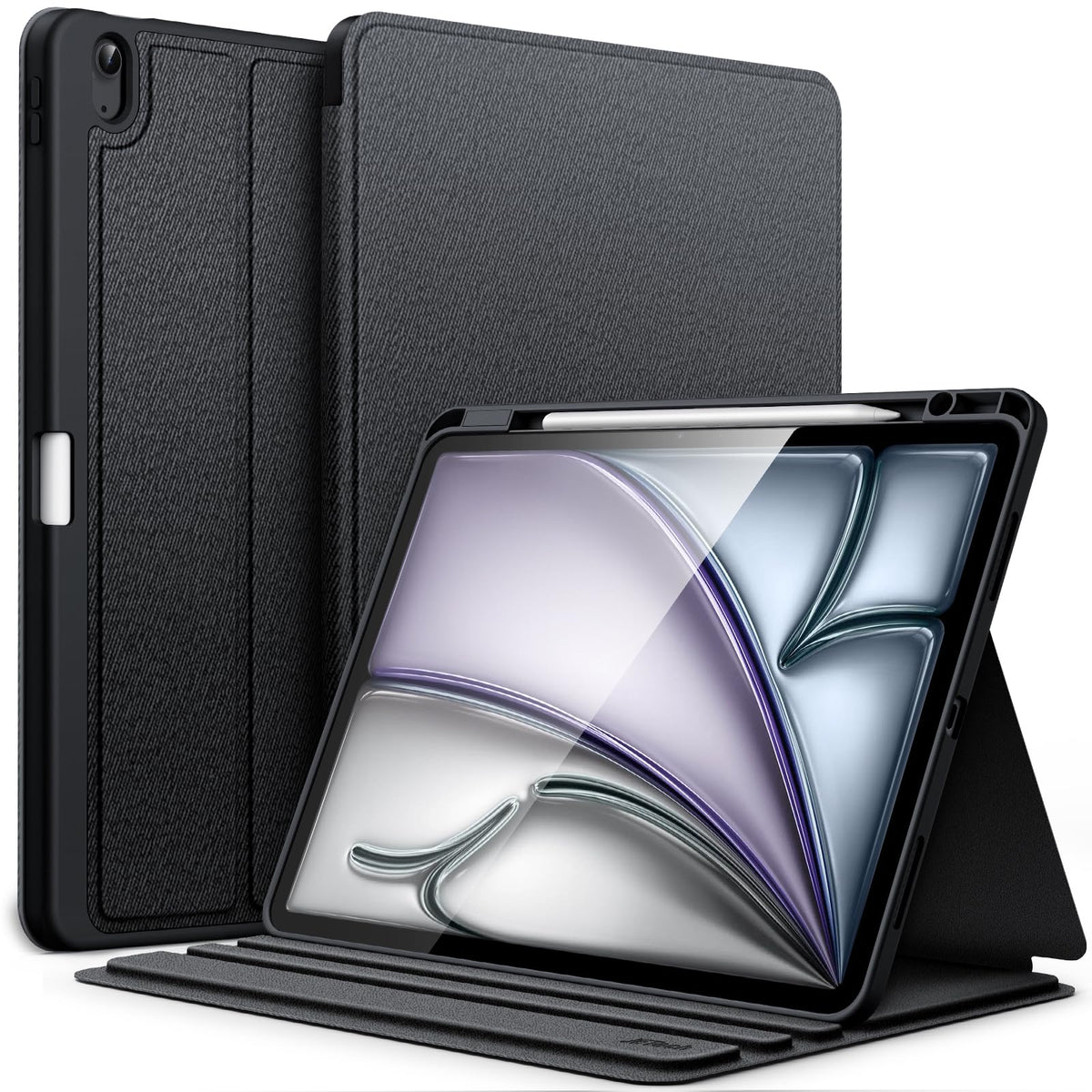 JETech Case for iPad Air 13-Inch M4/M3/M2 (2026/2025/2024) with Pencil Holder, Slim Folio Stand Protective Tablet Cover, Multi-Angle Viewing, Auto Wake/Sleep (Black)