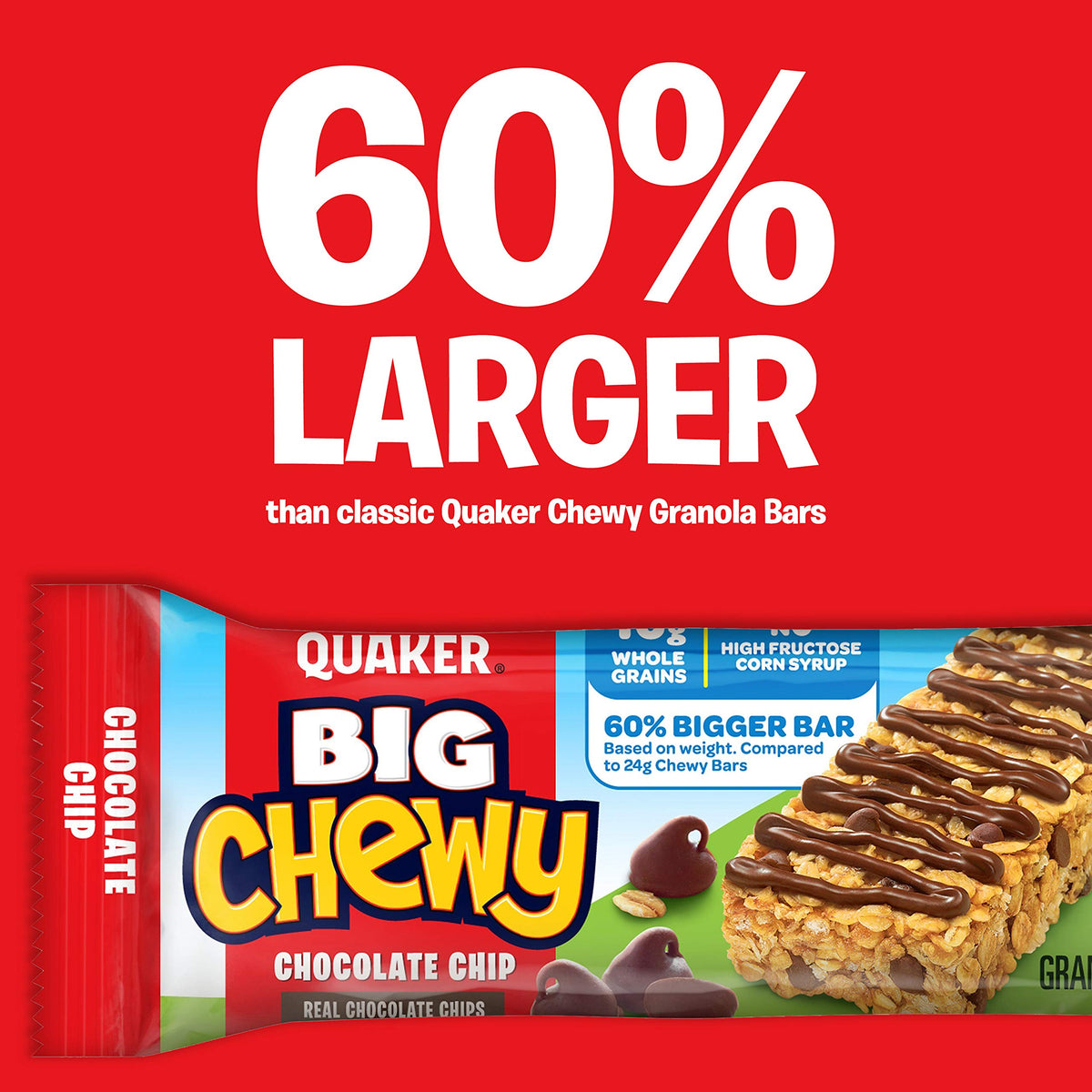 Quaker Chewy Granola Bars, Chewy & Dipps Variety Pack, (58 Bars), Whole Grains, No Artificial Flavors, No Added Colors
