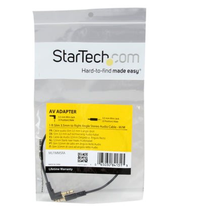 StarTech.com 15 ft. (4.6 m) 3.5mm Audio Cable - 3.5mm Slim Audio Cable - Gold Plated Connectors - Male/Male - Aux Cable (MU15MMS), Black