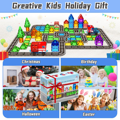 Magnetic Tiles Toddler Building Blocks Toys, Magnet Montessori Kids Toys for 3+ Year Old Boys and Girls, Preschool Learning Sensory STEM Education Gift Games, Birthday Gifts Idea for Kids Toddlers.