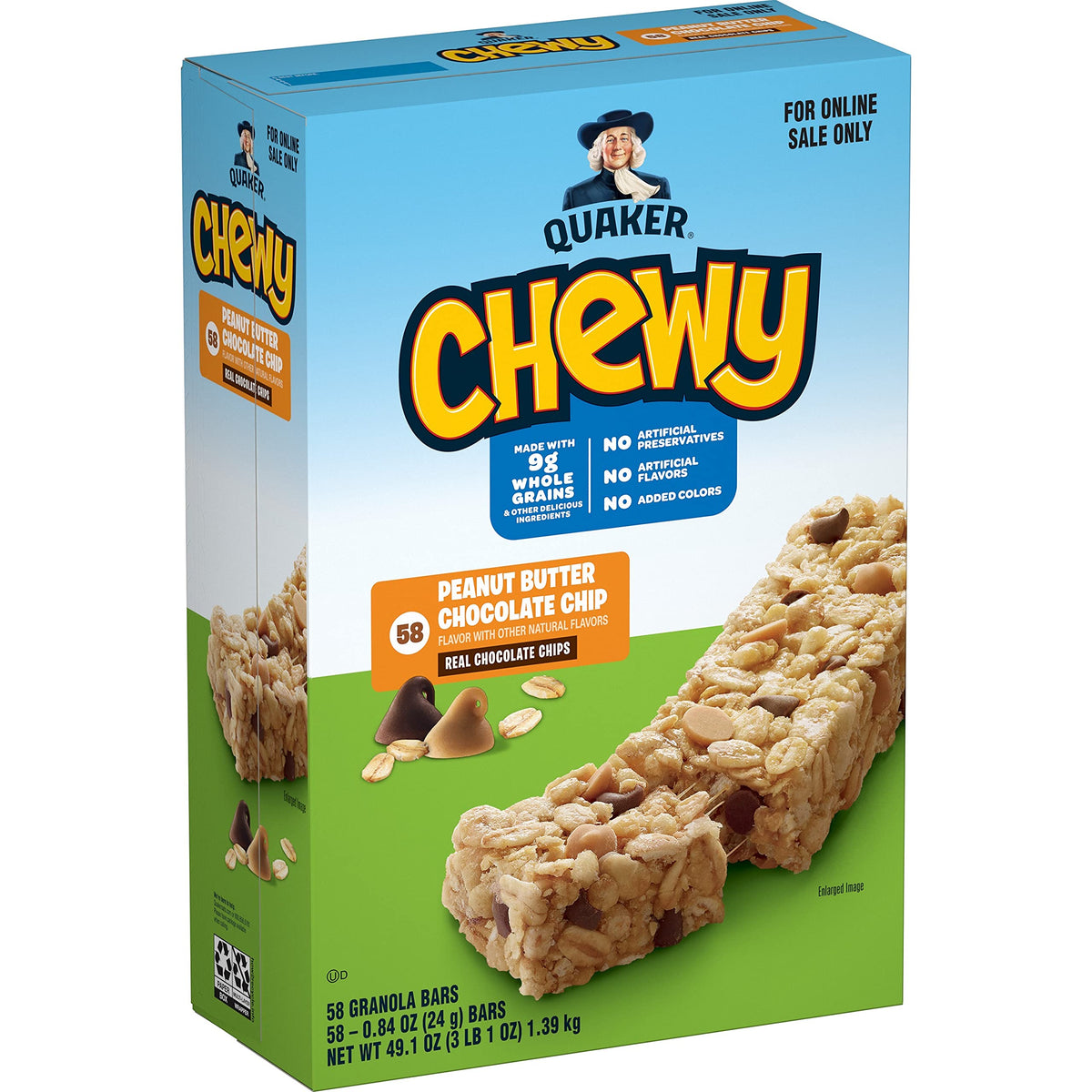 Quaker Chewy Granola Bars, Chewy & Dipps Variety Pack, (58 Bars), Whole Grains, No Artificial Flavors, No Added Colors