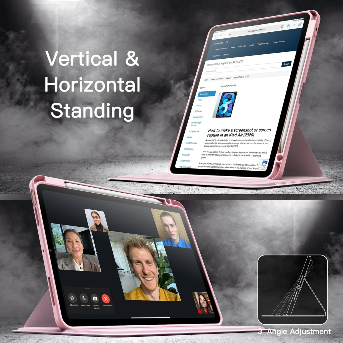 JETech Rotating Case ONLY for iPad Air 11-Inch M4/M3/M2 (2026/2025/2024), iPad Air 5/4 (2022/2020 5th/4th Generation 10.9-Inch), 360 Degree Rotation Protective Stand Cover Clear Back (Purple)