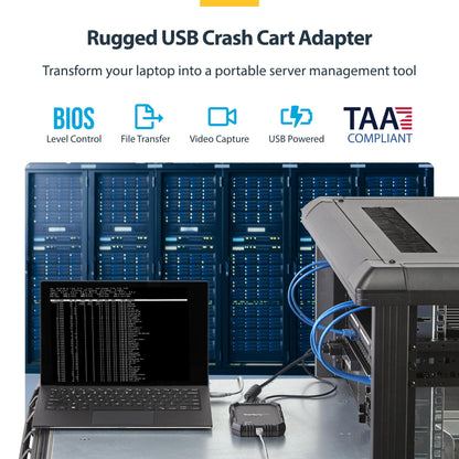 StarTech.com Portable Laptop Crash Cart Adapter, USB/VGA Analogue KVM Console, File Transfer & Video Capture, Windows/Linux/MacOS, TAA