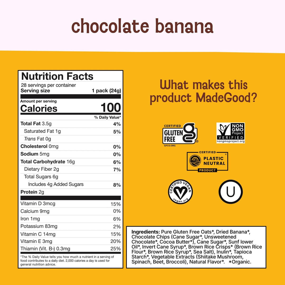 MadeGood Granola Bites Chocolate Chip & Strawberry Variety Pack (28 Count) Gluten Free and Organic Snacks