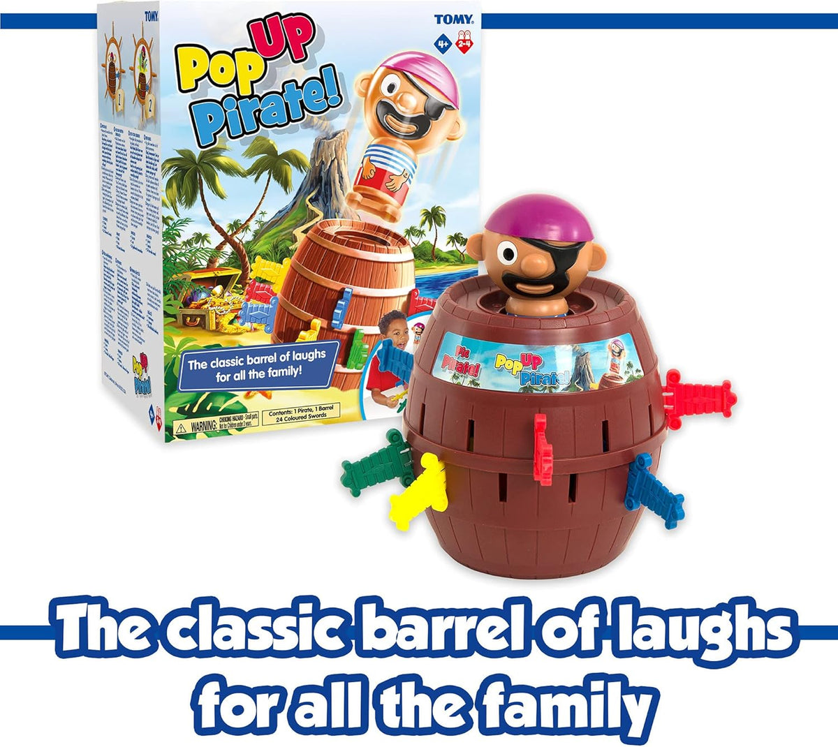 TOMY Pop Up Pirate Board Game - Family and Preschool Kids Games for Family Game Night - Winter Break Activities- Girls and Boys Games - 2-4 Players - Ages 4 Years and Up